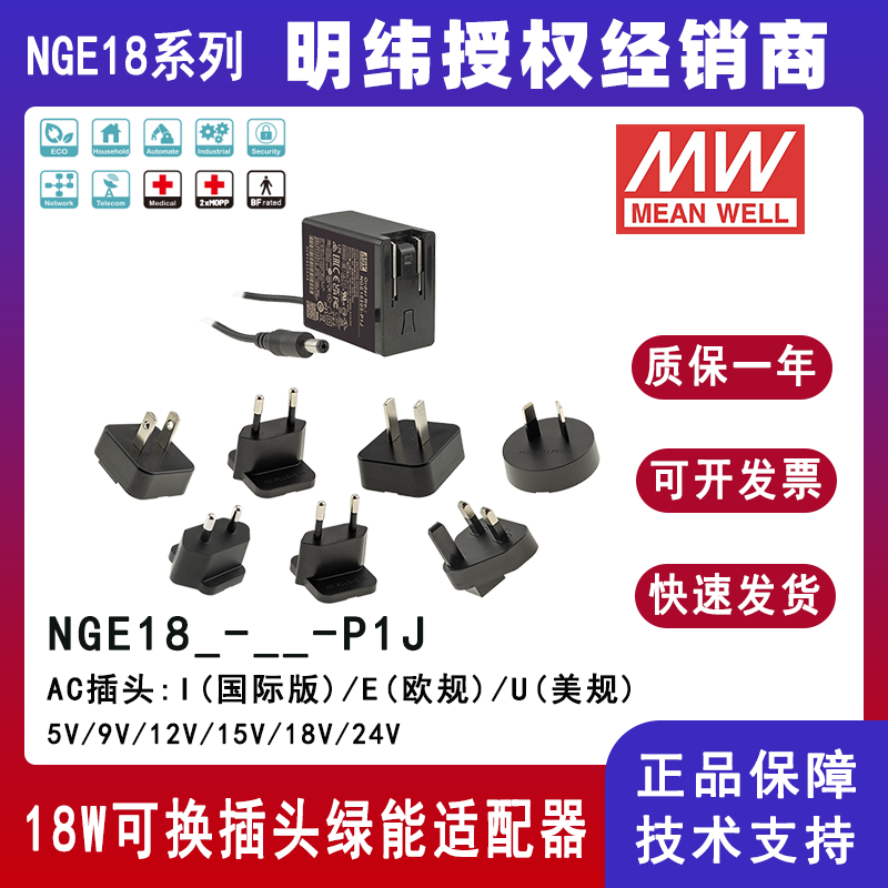 明纬18W绿能适配器NGE18I05-P1J