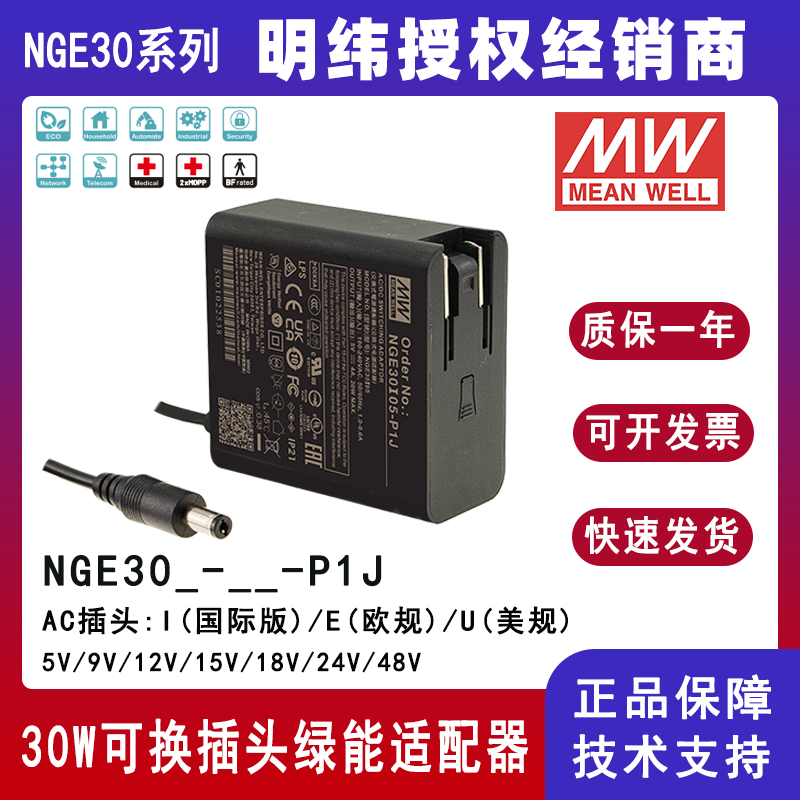 明纬30W绿能适配器NGE30I05-P1J