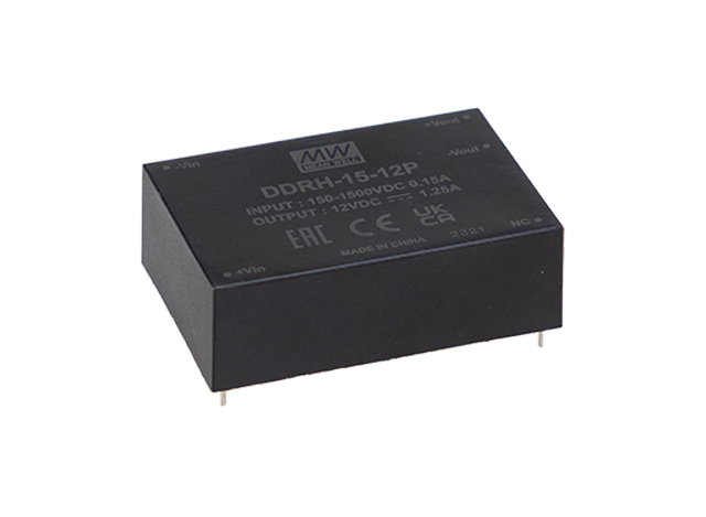明纬电源DDRH-15系列150~1500Vdc超宽输入DC-DC转换器